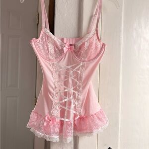 Sugar Thrillz Blush Pink Lace Corset Chemise